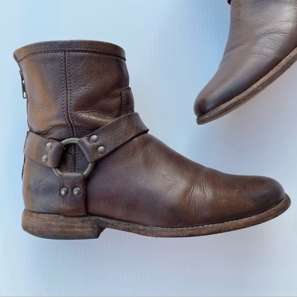 Frye vintage Veronica short brown leather harness boots size 8.5 - Picture 5 of 9